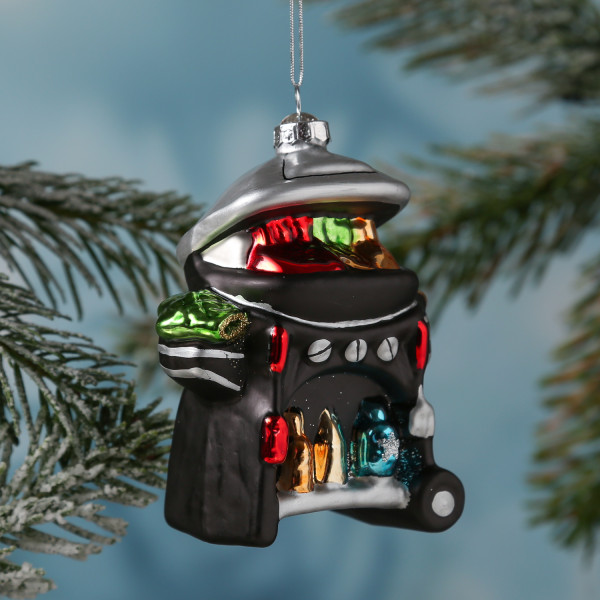 Weihnachtsbaumschmuck GRILL - Glas - inkl. Aufhänger - matt und glitzernd - H: 12,5cm - schwarz