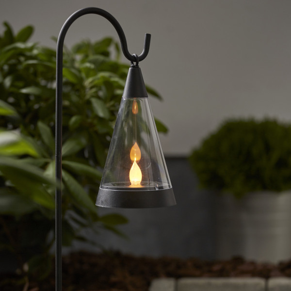 LED Solar Laterne 3in1 - Laterne/Windlicht/Erdspieß - flackernde LED - H: 70cm - Dämmerungssensor