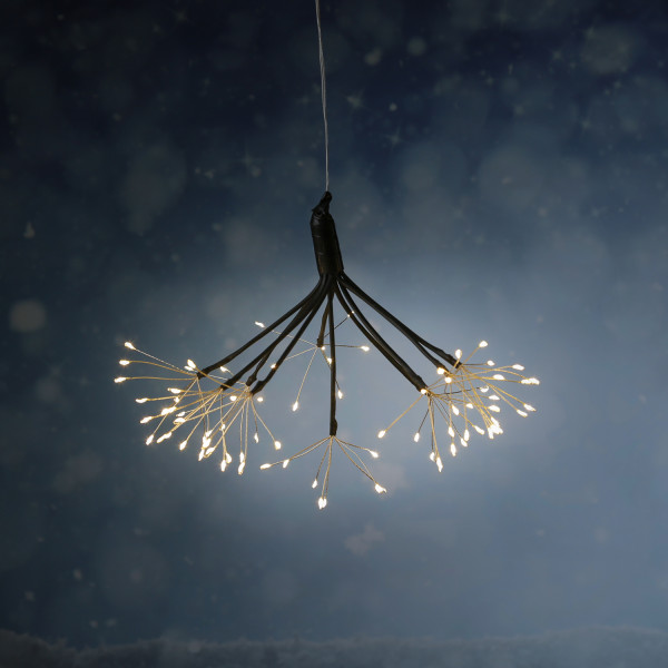 LED Feuewerk Leuchte - schwarzer Polarstern - Pusteblume - hängend - 100LED - 8 Funkt. - Fernb.