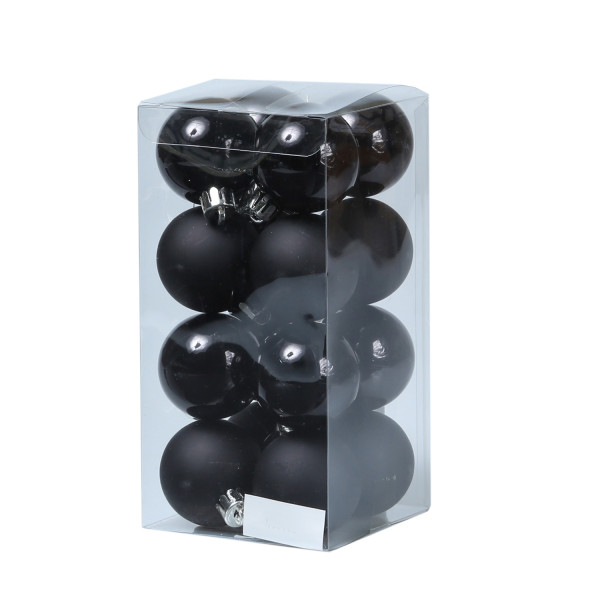 Christbaumkugeln - Weihnachtsbaumkugeln - bruchfest - D: 4cm - glänzend/matt - schwarz - 16er Set