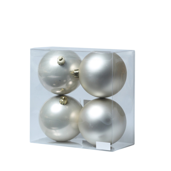Christbaumkugeln - Weihnachtsbaumkugeln - bruchfest - D: 10cm - glänzend/matt - creme - 4er Set