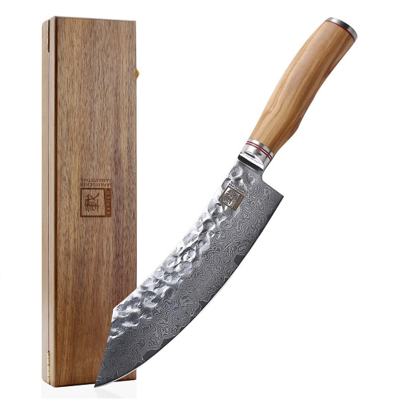 ZAYIKO Damastmesser "OLIVE Blockmesser" - 20,5cm Klinge - Griff: Olivenholz - VG-10 Stahlkern