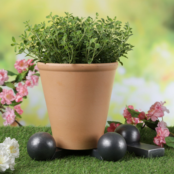 Blumentopffüße Kugeln - Pflanzkübel Untersetzer - Kübelfüße - Polyresin - dunkelgrau - 3er Set