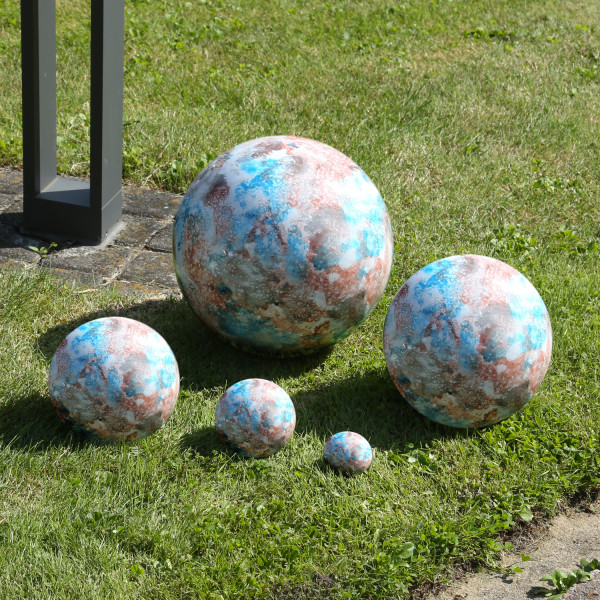 Dekokugel - Edelstahlkugel - Marmoroptik - D: 28cm - grau, blau, rot