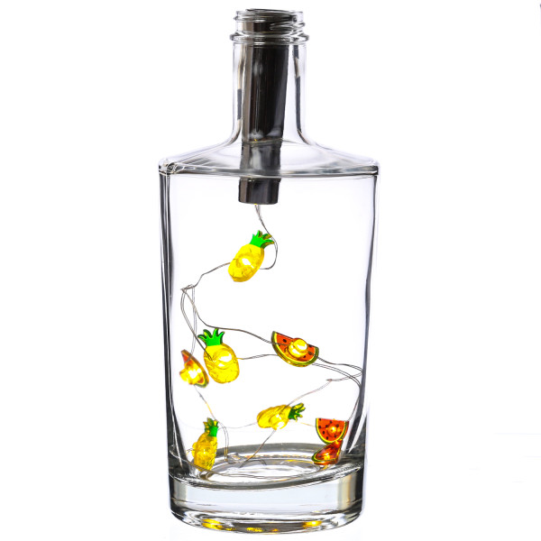 LED Drahtlichterkette KORKEN - für Flaschen - Mini Ananas und Melonen - Timer - L: 70cm - rot/gelb