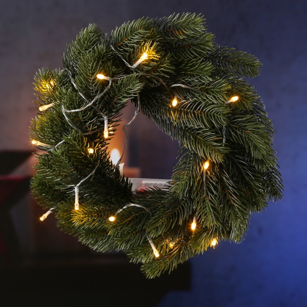 LED Lichterkette - 20 warmweiße LED - L: 1,9m - Batteriebetrieb - transp. Kabel - für Innen