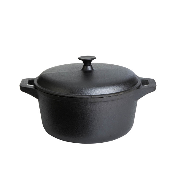 Gusstopf mit Deckel - Feuertopf - Gusseisen- D: 20cm - mit 2 Henkeln - 2,7 Liter