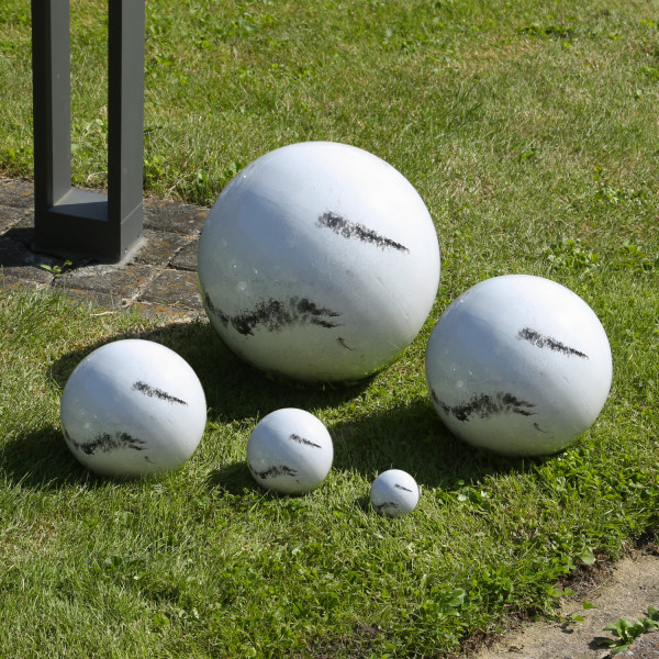 Dekokugel - Edelstahlkugel - Marmoroptik - D: 28cm - weiß, grau