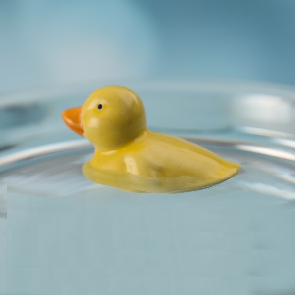 Teichdeko ENTE - Dekofigur - Porzellan - schwimmend - L: 7cm - H: 5,5cm - gelb