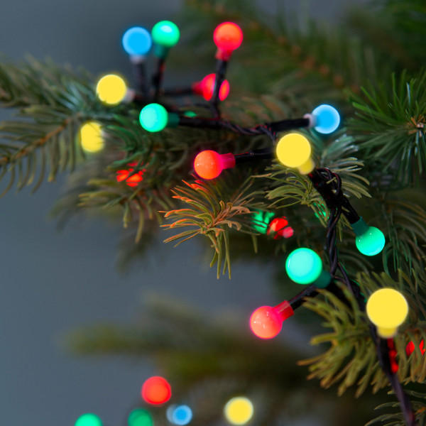 LED Lichterkette BERRY - 120 bunte Kugeln - 3 unterschiedliche Größen - L: 9m - für Außen