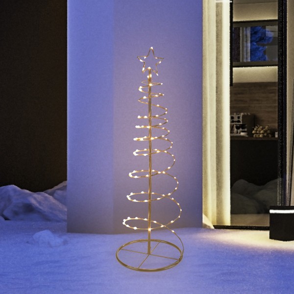 LED Lichterbaum mit Sternspitze - Spiral Weihnachtsbaum - 100 warmweiße LED - H: 1,2m - für Außen