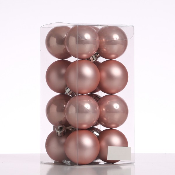 Christbaumkugeln - Weihnachtsbaumkugeln - bruchfest - D: 4cm - glänzend/matt - rosa - 16er Set