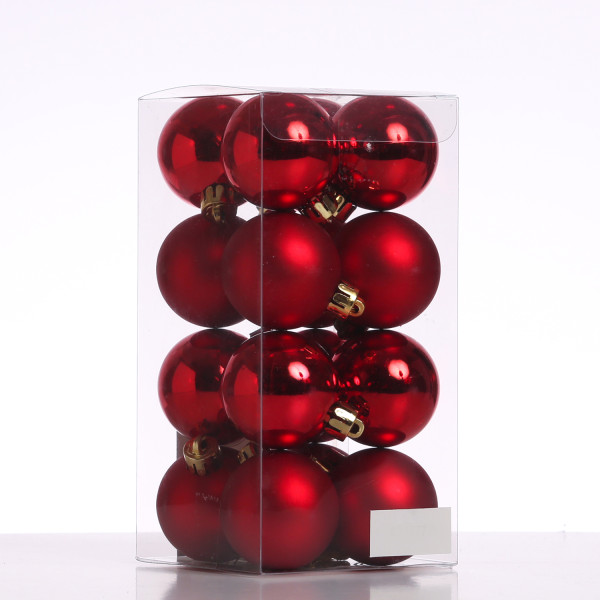 Christbaumkugeln - Weihnachtsbaumkugeln - bruchfest - D: 4cm - glänzend/matt - rot - 16er Set