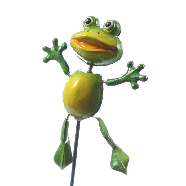 Gartenstecker wackelnder Frosch Quaki - Beetstecker - H: 54cm - für Außen - grün