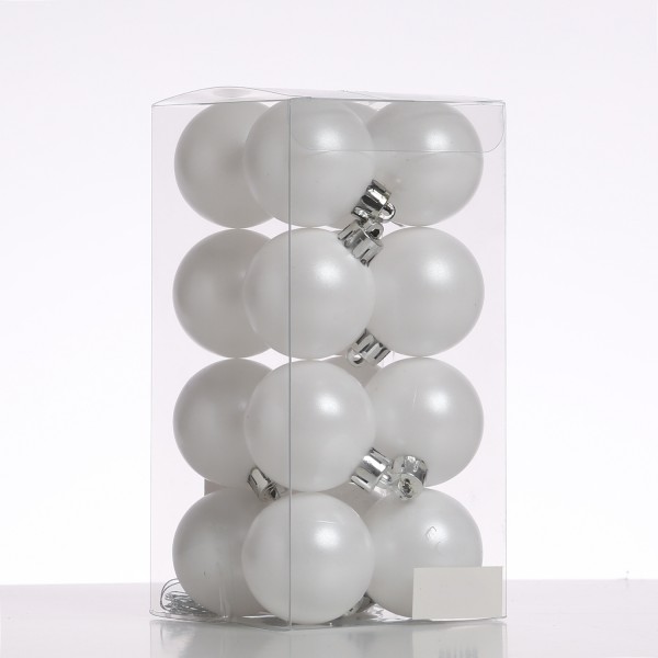 Christbaumkugeln - Weihnachtsbaumkugeln - bruchfest - D: 4cm - glänzend/matt - weiß - 16er Set