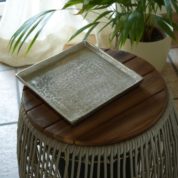 Tablett - Dekoteller - quadratisch - Aluminium - ohne Griffe - L: 22cm - silber