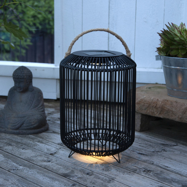 LED Solar Lampe Sunlight - mit Solarpanel - warmweiße LED - H: 48cm, D: 34cm - stehend - schwarz