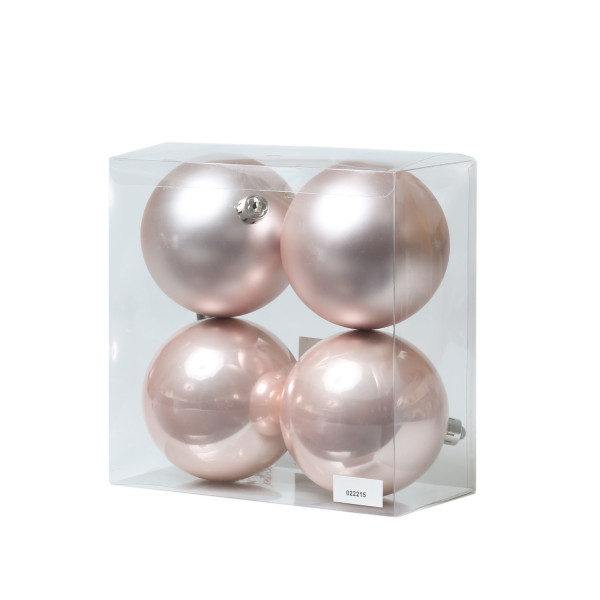 Christbaumkugeln - Weihnachtsbaumkugeln - bruchfest - D: 10cm - glänzend/matt - rosa - 4er Set
