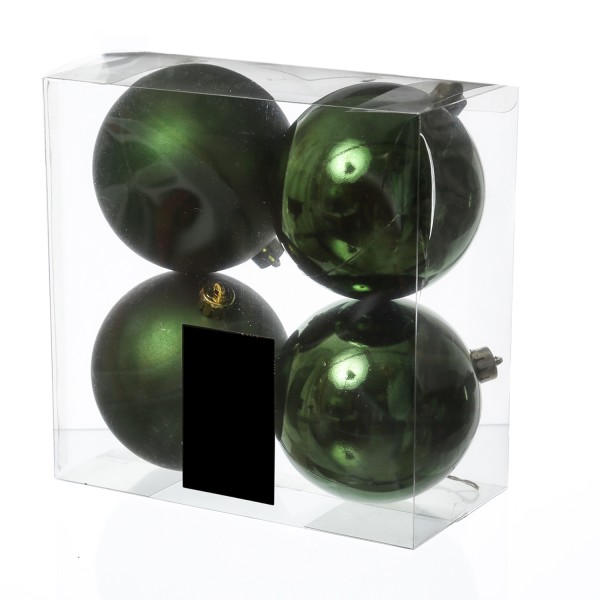 Christbaumkugeln - Weihnachtsbaumkugeln - bruchfest - D: 10cm - glänzend/matt - grün - 4er Set