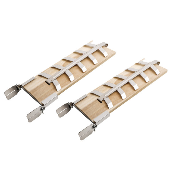 2 x Flammlachsbrett  Lanceolata Tanne - mit Edelstahl Gestellen - 44 x 15,5 x 1,5cm