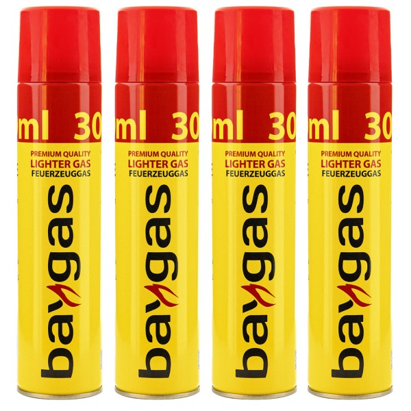 4x Feuerzeuggas 300ml inkl. 4 Aufsätze zum Befüllen