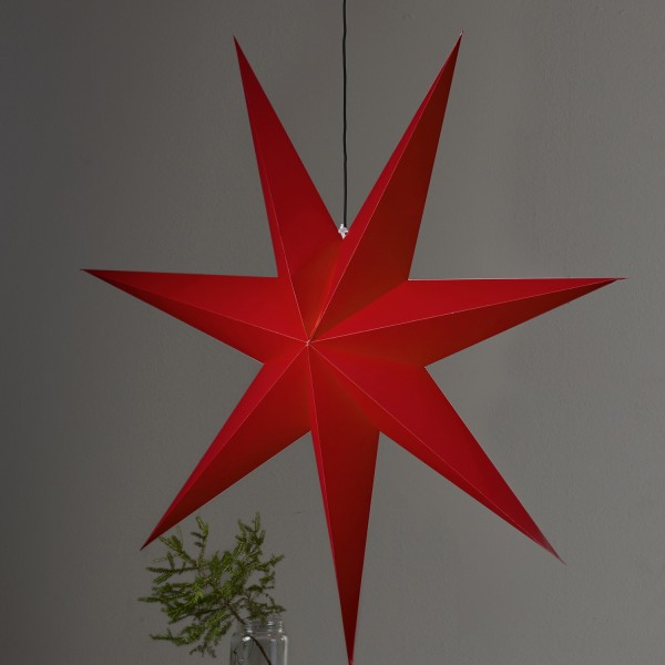 Papierstern Rozen - hängend - 7-zackig - D: 140cm - inkl. E27 Fassung u. Kabel - rot