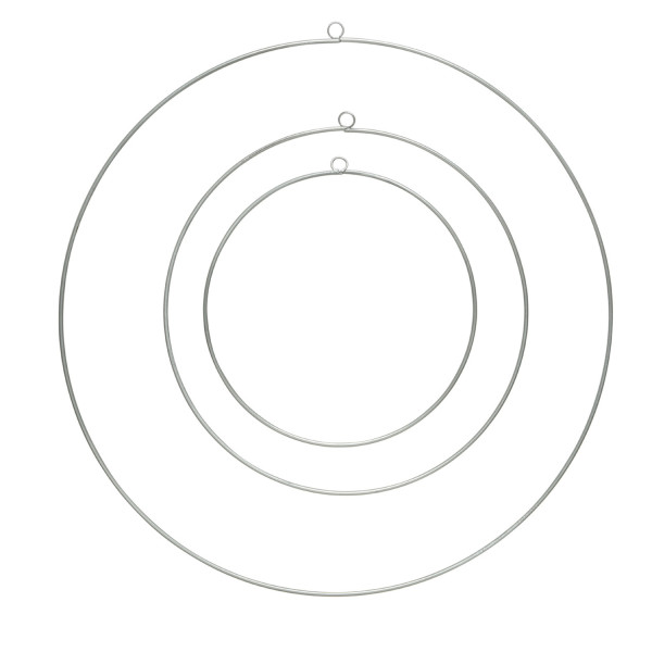 Dekoringe - Metallringe mit Aufhängeösen - für DIY/zum Basteln - D: 50/40/30cm - silber - 3er Set