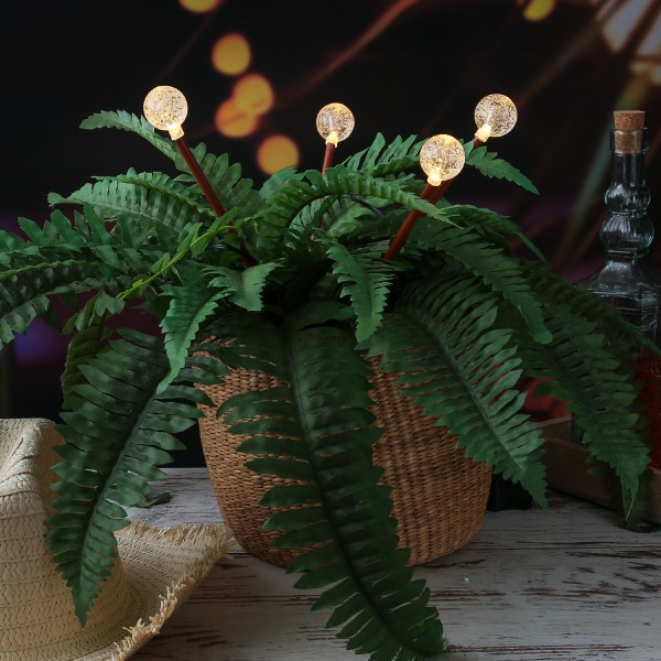 LED Gartenstecker BUBBLES - 4 Erdspieße mit Luftblasen Optik - L:0,9m - Timer - Batterie - rostbraun