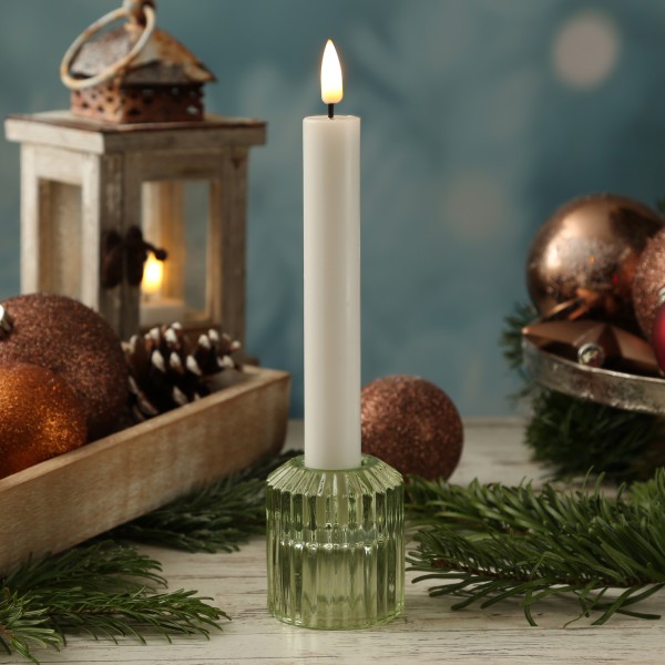 Kerzenhalter 2in1 - Teelichthalter/Stabkerzenhalter - Glas - H: 5,9cm - hellgrün