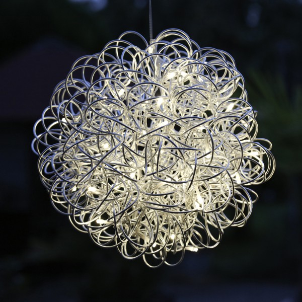 LED 3D Design Drahtkugel SPHERE - 100 warmweiße LED - D: 40cm - für Innen und Außen - silber