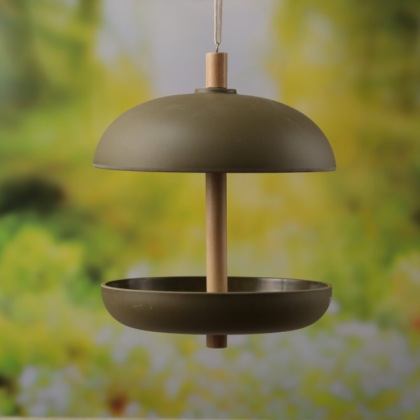Vogelfutterstation - Futterstelle - Vogeltränke - Bambus - H: 25cm - D: 21cm - dunkelgrün