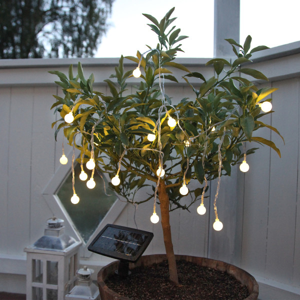 LED Solar Lichterkette Globini - 20 warmweiße LED - L: 4,75m - Dämmerungssensor - für Außen