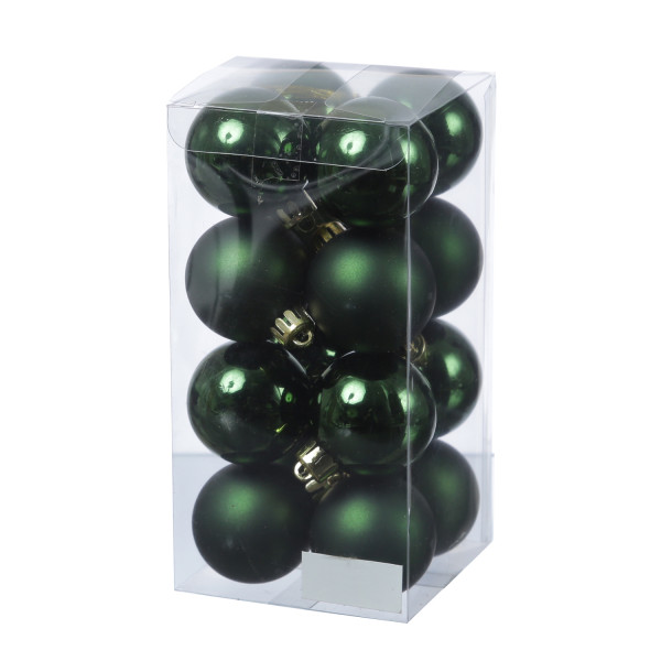 Christbaumkugeln - Weihnachtsbaumkugeln - bruchfest - D: 4cm - glänzend/matt - grün - 16er Set