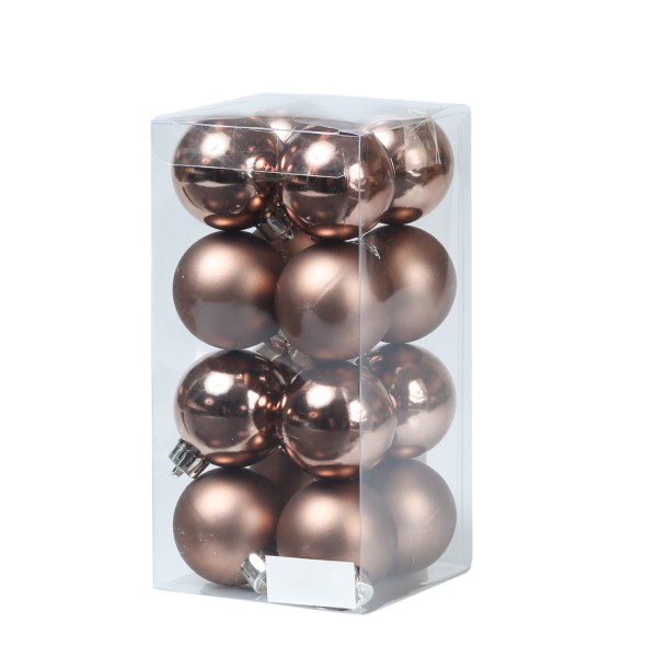 Christbaumkugeln - Weihnachtsbaumkugeln - bruchfest - D: 4cm - glänzend/matt - braun - 16er Set