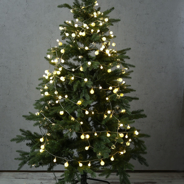 LED Lichterkette BERRY - 240 weiße Kugeln - 3 unterschiedliche Größen - L: 18m - Timer - für Außen