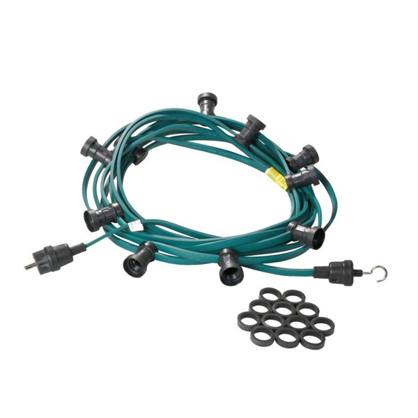 Illu-/Partylichterkette 5m - Außenlichterkette grün - Made in Germany - 5 x E27 Schraubfassung
