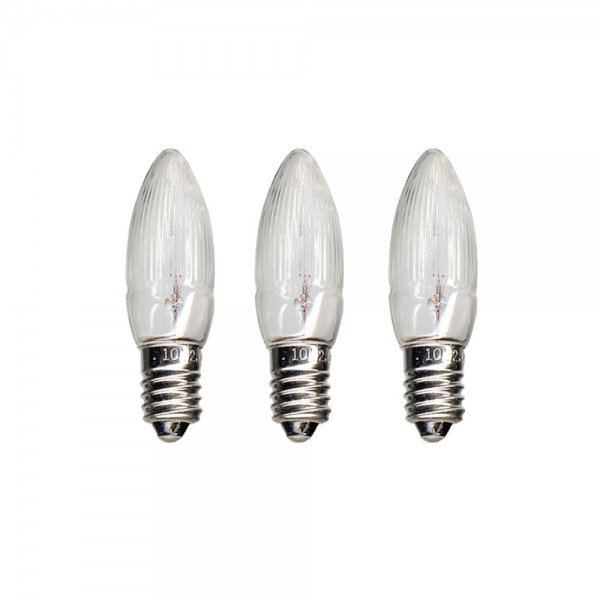 Leuchtmittel | Ersatz für 25er Kerzenkette | E10 | 10V | 2,4W | Warmweiß | 3er Set