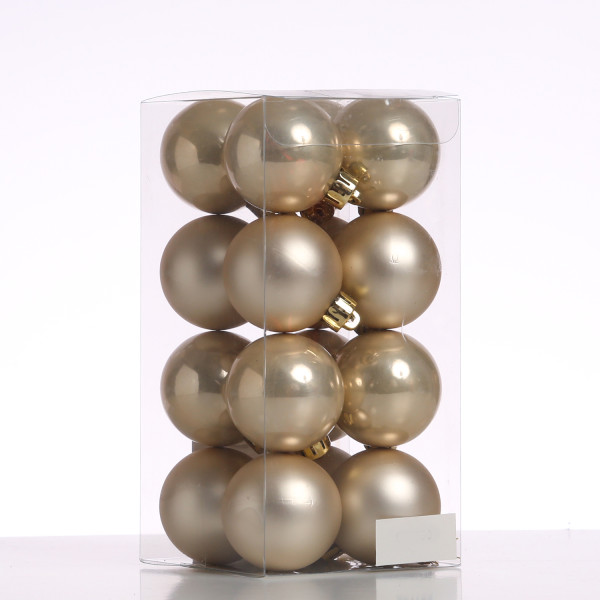 Christbaumkugeln - Weihnachtsbaumkugeln - bruchfest - D: 4cm - glänzend/matt - creme - 16er Set