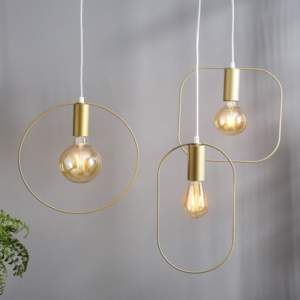 Hängeleuchte Shape - Dekoleuchte mit Ring - quadratisch - H: 30cm - für E27 Leuchtmittel - gold