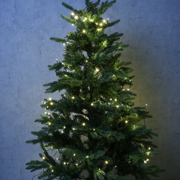 LED Baummantel Lichterkette - 7 Stränge - 223 warmweiße LED - H: 2,1m - 5 Funktionen - Timer - grün